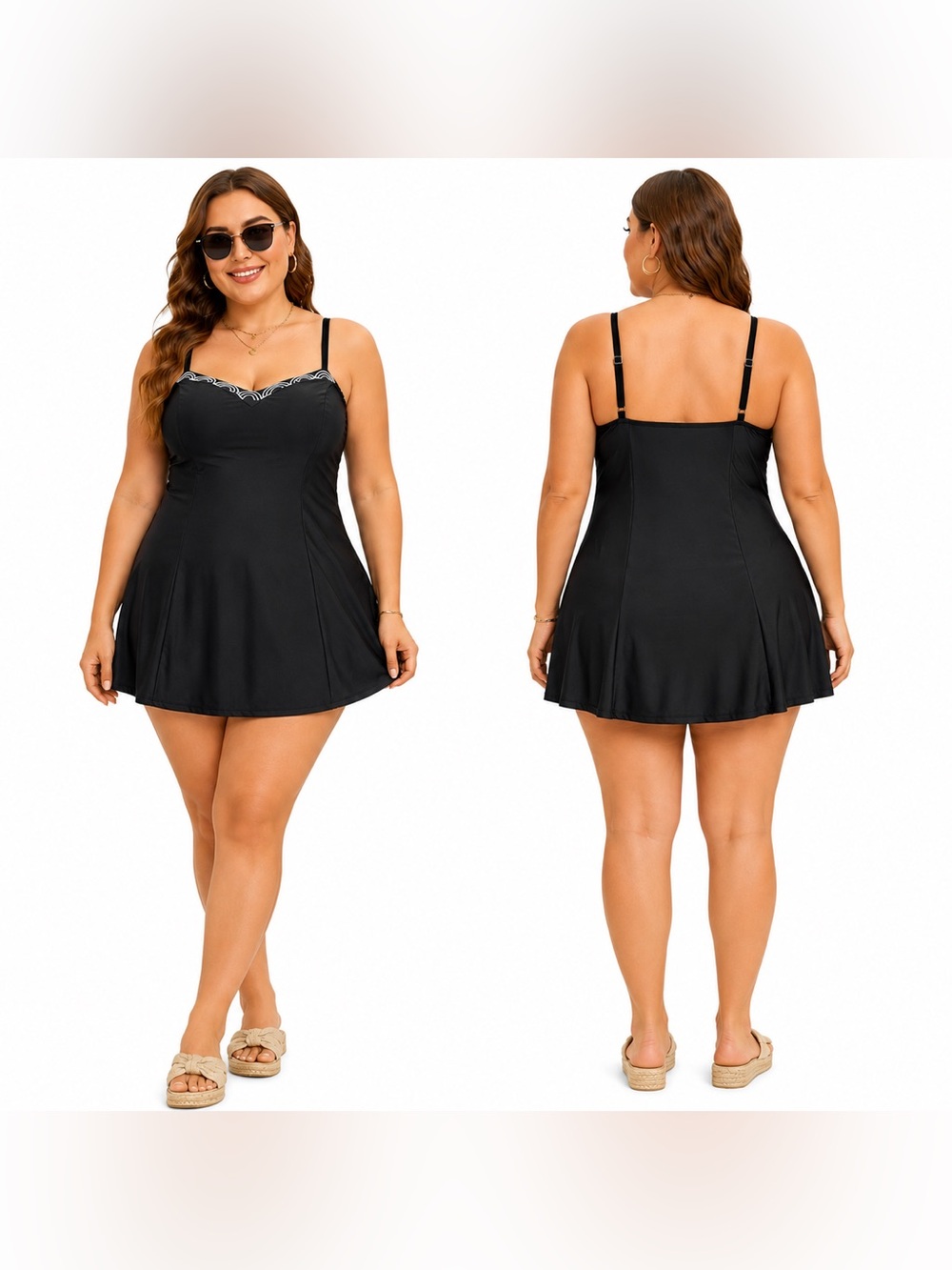 Magisculpt Black One Piece Shaping Swim Dress Swimsuit Size US 16